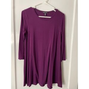 Eileen Fisher Tencel Lyocell Blend Long Sleeve Purple Dress XS